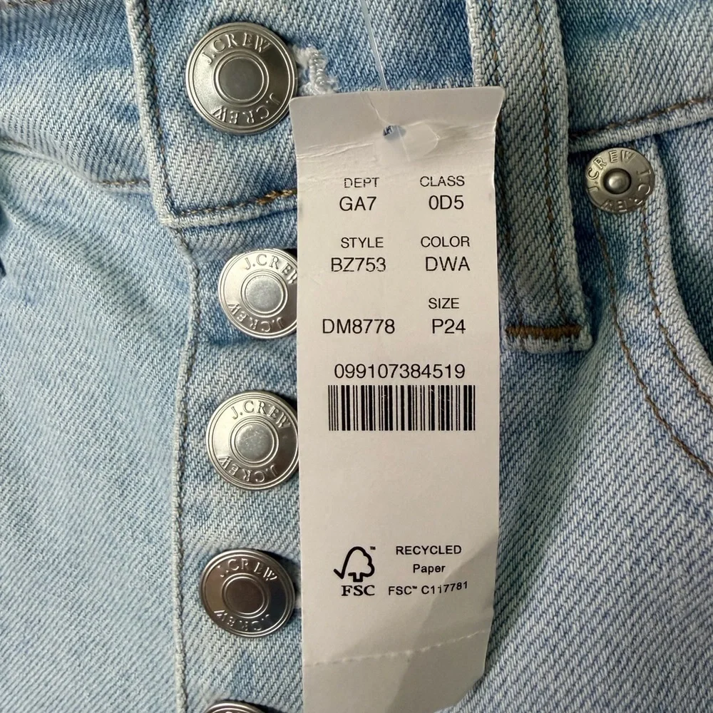 NWT J. Crew Light Blue Slim Wide Leg Raw Hem Button Fly Jeans | Size 24P